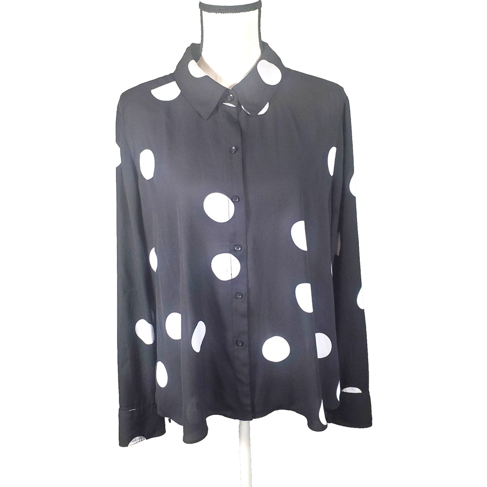 INC International Concepts Black Semi-Sheer Ethereal Blouse